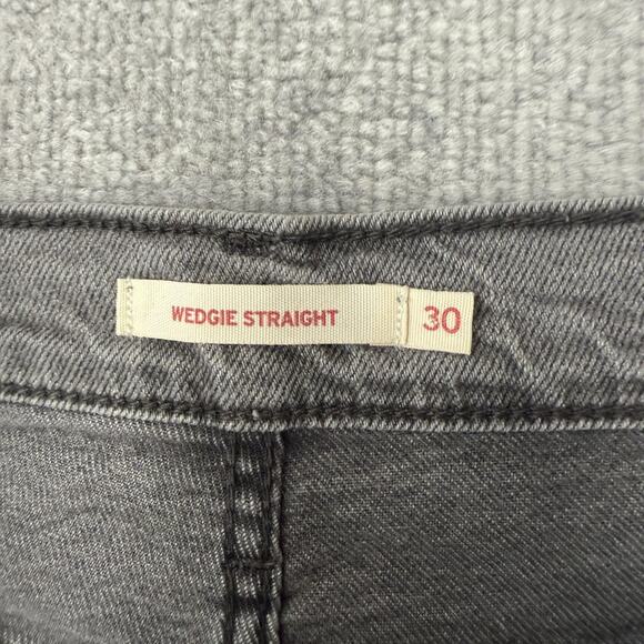 Levi's Wedgie Straight Jeans Womens 30x28 Gray High Rise Stretch Denim Red Tab - Picture 4 of 13